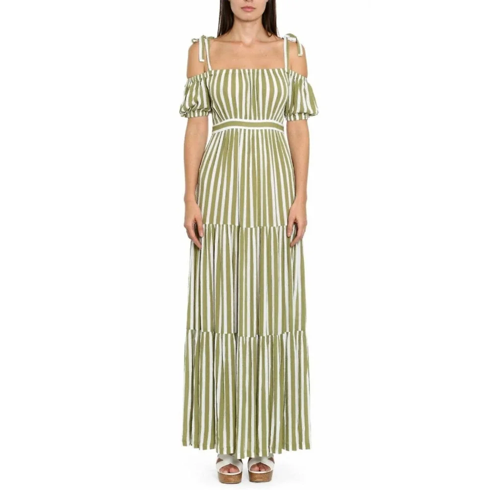 MICHAEL MICHAEL KORS Striped Tie-Sleeve Maxi Dress XS - Picture 1 of 12